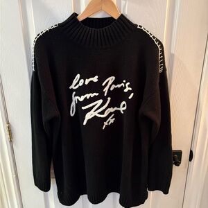 Karl Lagerfeld Black Sweater with White Logo Script
